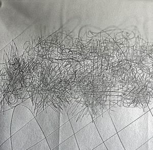 blei-buntstift performance-zeichnung 150x152cm