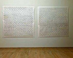 blei-buntstift performance-zeichnung 150x152cm