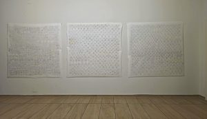 blei-buntstift performance-zeichnung 150x152cm