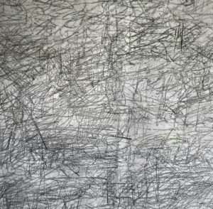blei-buntstift performance-zeichnung 150x152cm_FromNothing_shaky parallel lines