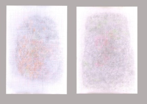 blei/buntstiftzeichnung auf 2x75x100cm