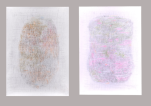 blei/buntstiftzeichnung auf 2x75x100cm